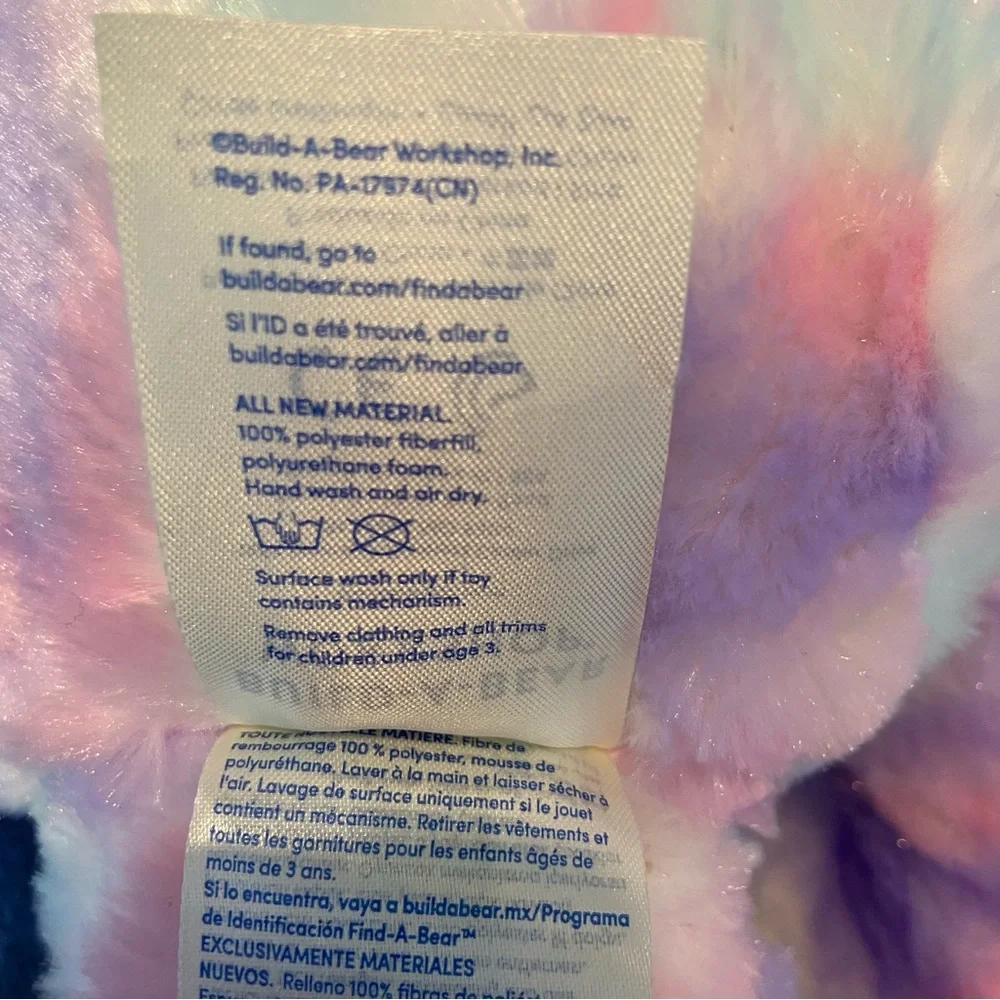 Build A Bear Pastel Swirl Plush Kitty Cat Tie-Dye Purple Pink Blue Toy Plush 16”